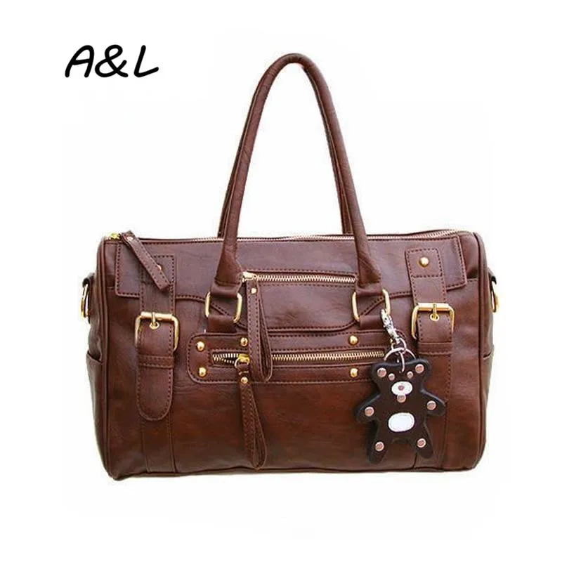 

Women New Fashion Bear Handbag Vintage Casual Tote Lady Retro PU Leather Shoulder Messenger Bag Brand Designer Bolsas B0025