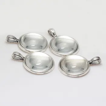 

Antique Silver Metal Zinc Alloy Trendy Round Cabochon Pendant Settings + Clear Glass Cabochons 10set/lot 20mm 7301b