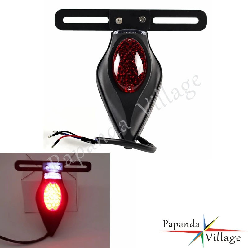 

Motorbike Black 12V Vintage Teardrop Rear Tail Stop Light License Plate Mount Bracket for Harley Honda Cafe Racer Bobber