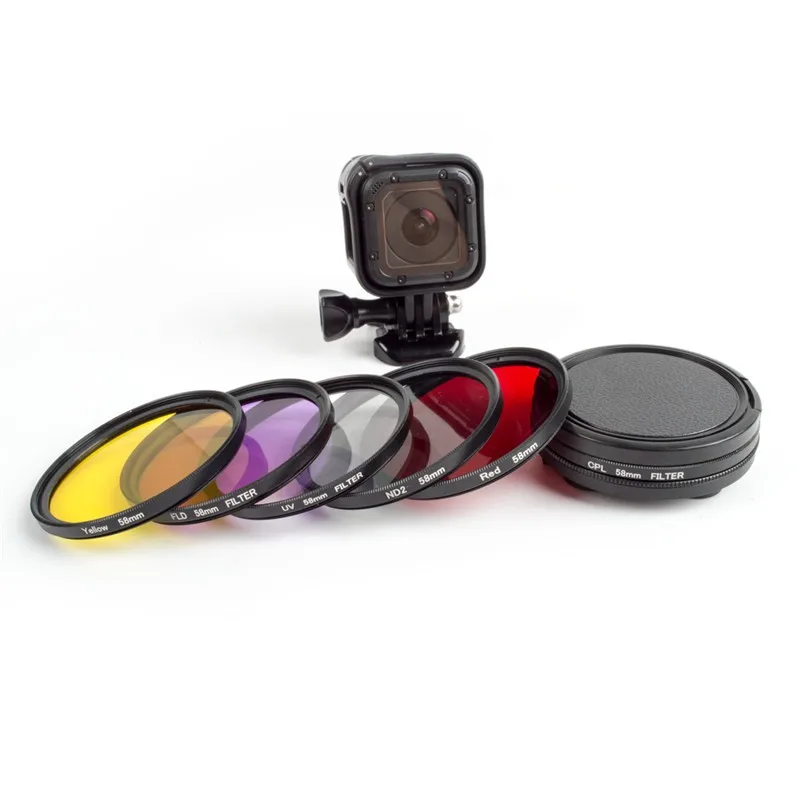 Gopro Session Accessories 6 in 1 58mm Lens Filter Kit Protection Lens Cover Set For Go Pro 4
