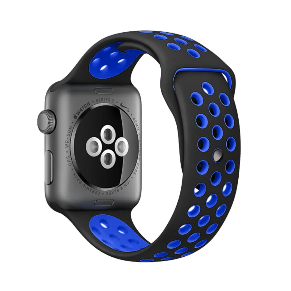 Спортивный силиконовый ремешок для apple watch, 42 мм, 44 мм, 38 мм, 40 мм, браслет для часов iwatch, apple Series 5 - Цвет ремешка: Black with blue