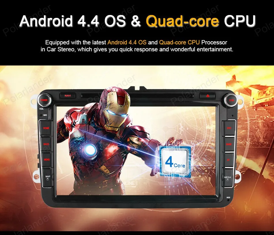 Excellent Android4.4 Car DVD For VW Golf 5 6 Polo Passat Jetta Tiguan Touran Skoda Octavia Seat Quad Core wifi 3G GPS radio 10