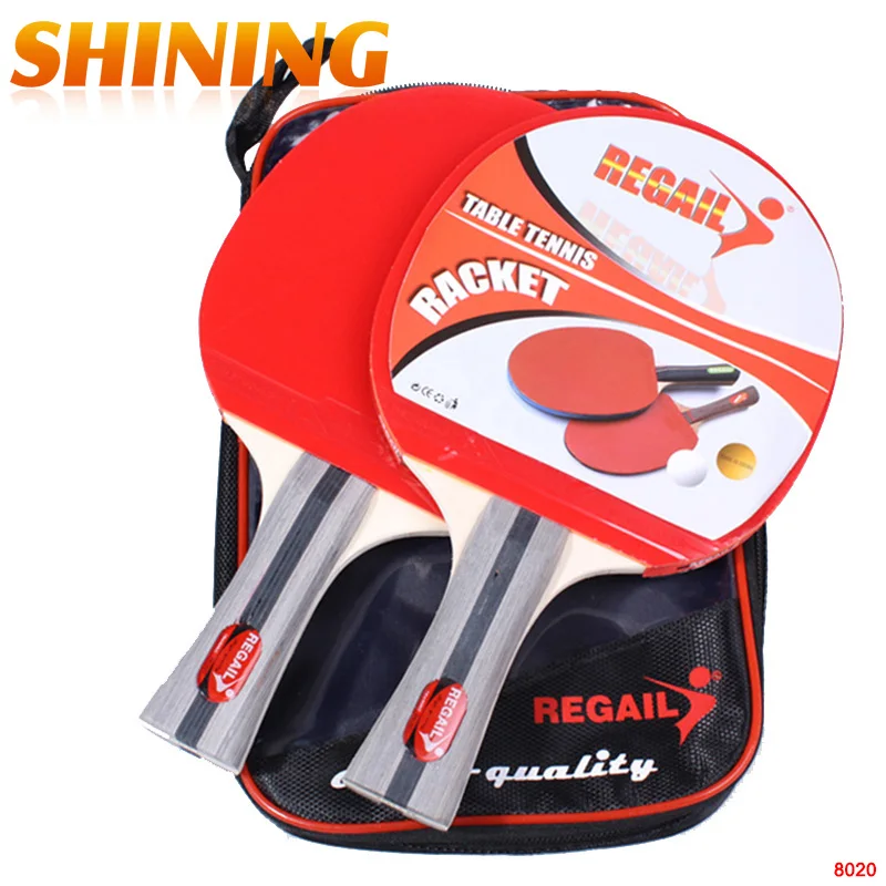 8020 Shake hand Grip Long Handle Table Tennis Racket Ping Pong Paddle Pimples In Rubber Ping