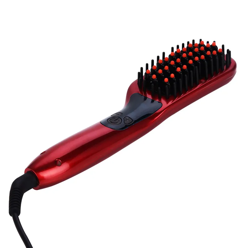 

Professional Hair Brush Adjustable Temperature Ceramic Straightening Iron LCD Display Electric Hair Straightener Comb Styling
