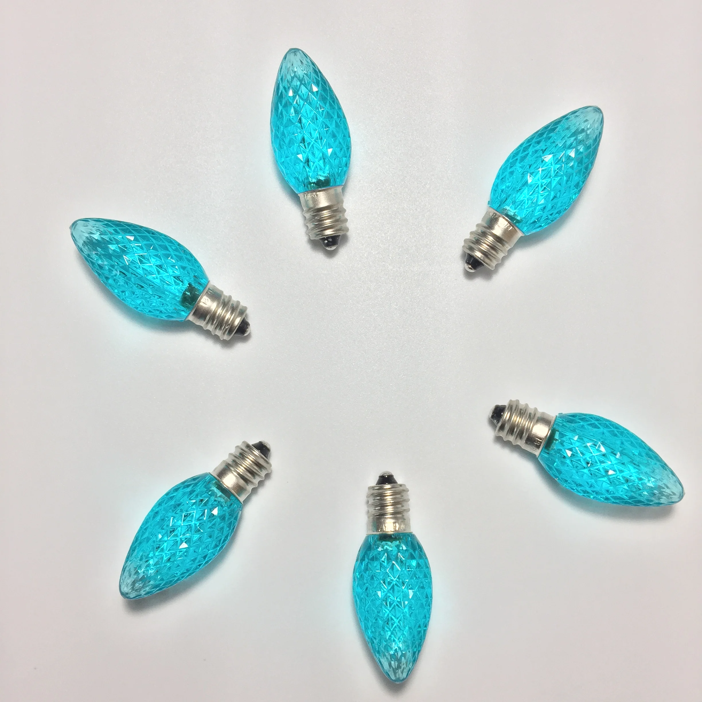 UL Listed 25 Pack C7 светодиодный сменный лампочка, 2 SMD СВЕТОДИОДНЫЙ s в каждой Рождественская лампа для наружных струнных ламп, Aqua/Teal цвет