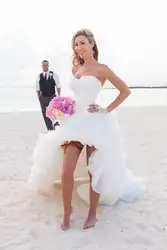 Мода 2018 г. vestido de noiva халат де mariée пикантные оборками органзы Высокая вечерние низкая Выходные туфли на выпускной бал свадебное платье на