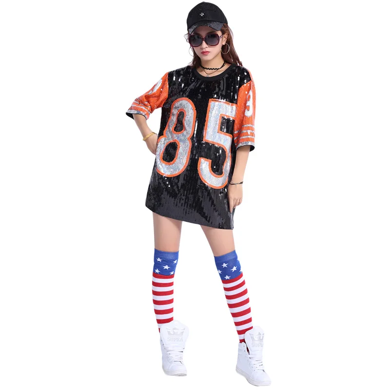 

2017 New Arrival Woman Tshirt Glitter Long T Shirt Dresses Black/White/Silver/Blue Summer Beach Dress Long Sleeves