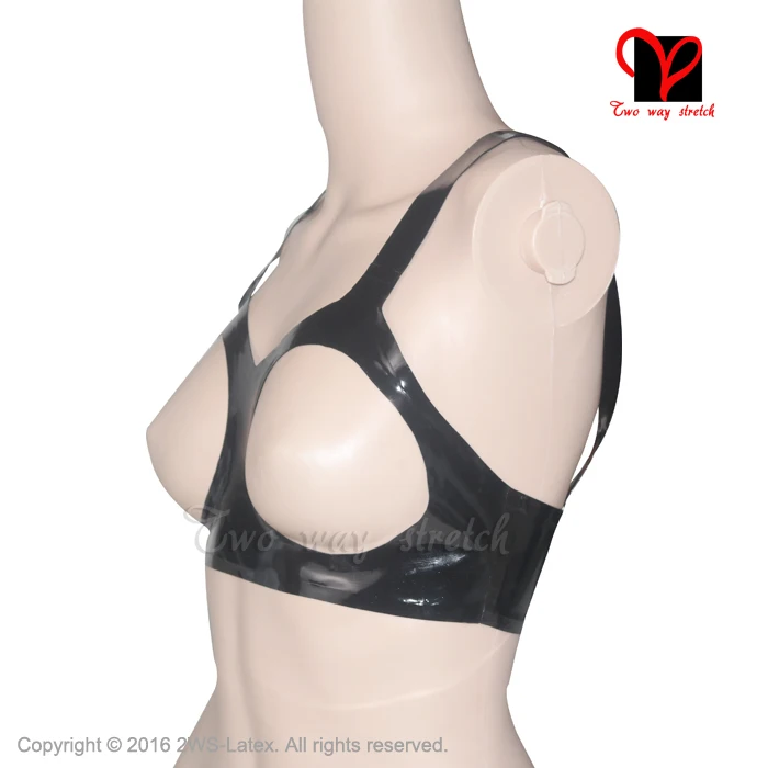 Black Sexy Latex Bra cut out breast open free Rubber Lingerie Gummi bustier bralette Brassiere top cup plus size XXXL NY-012