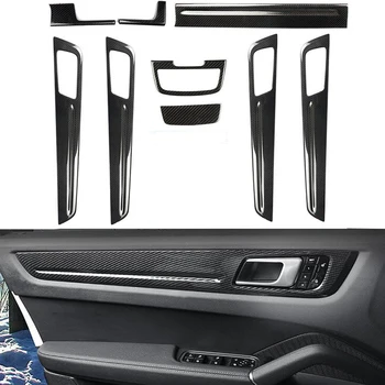 

For Porsche Cayenne 9Y0 2018+ Interior Door Panel Trim Car Central Console Gear Shift Frame Real Carbon Fiber 9pcs LHD