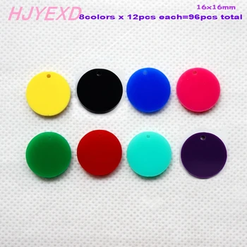 

(12pcs each) 16mm Acrylic Circle With Hole Jewelry Accessories Disc Laser Cut 0.6"-AC1368B
