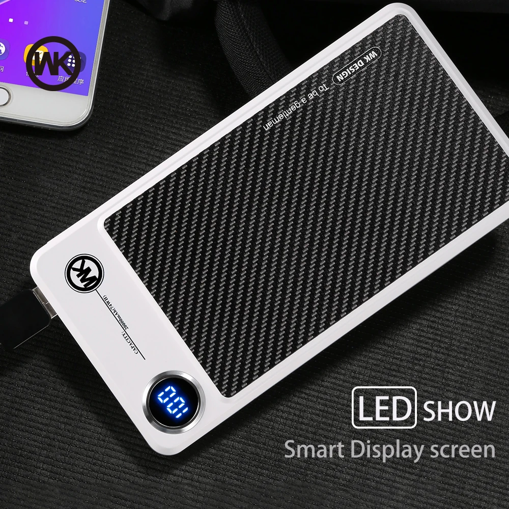 

WK 20000mAh Power Bank External Battery Poverbank Dual USB LCD Powerbank portable for Mobile Phone 2A Output for Xiaomi iphone X