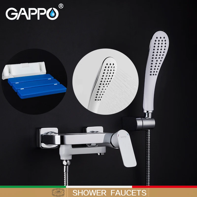 

GAPPO Shower Faucets bath tub mixer rainfall shower set Wall Mounted shower Stool toilet Bath bench shower folding seat