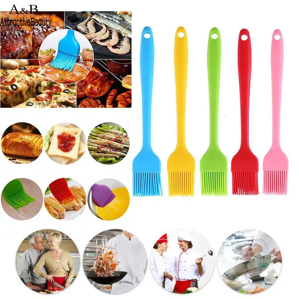 

Silicone BBQ Oil Brush Basting Brushes Barbecue Blue, Green, Pink, Red, Yellow Utensil Kitchen Tool