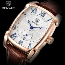 Business Men Watch Men Waterproof Leather Rectangle Quartz Wristwatch Male Clock Relogio Masculino BENYAR Brand Business Men Watch Men Waterproof Leather Rectangle Quartz Wristwatch Male Clock Relogio Masculino BENYAR Brand