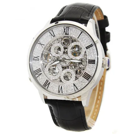 MATISSE Lady Full Crystal Dial Leather Strap Automatic Mechanical Watch Wristwatch