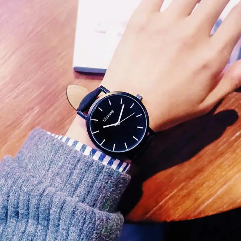 

Fashion Original Ulzzang Brand Leather Quartz Wrist Watch Wristwatches for Men Women Students 1pc/lot Drop Shipping