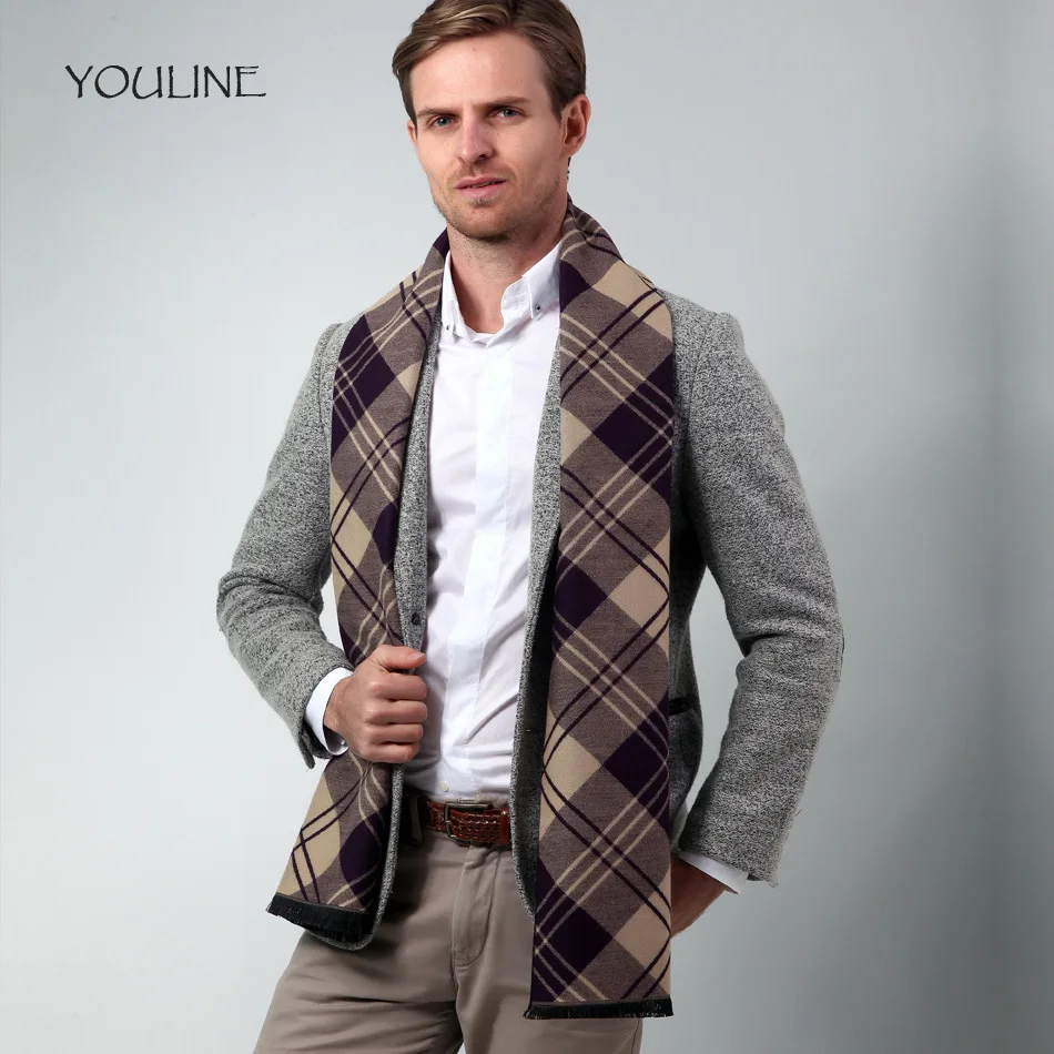 YOULINE Hot sale!Winter striped scarf men shawls scarves cashmere&Wool wrap men business scarf ...