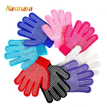 Nasinaya Figure Skating Gloves For Kids Girl Adult Magic Knitted Mittens Elastics Warm Fleece Ice Skating