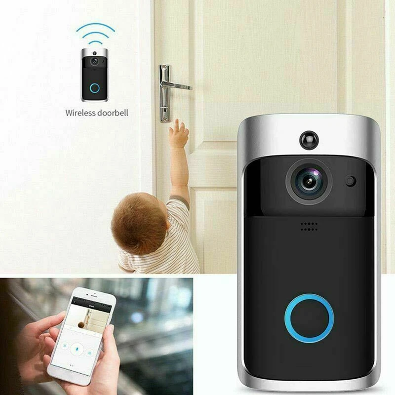 Видео дверной звонок Беспроводная камера Wifi смартфон видео рация система черный
