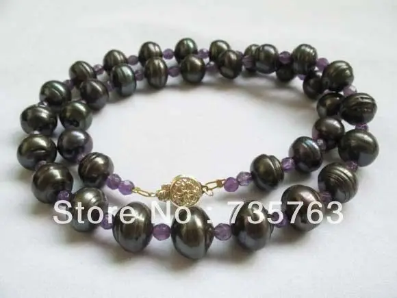

NEW 00922 necklace black pearl amethyst facets beads mixed 20