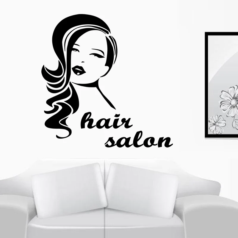 Girl Hair Salon Wall Sticke Hairdresser Poster Beauty Barbershop Glass Decal Wall Art Stickers Decal Wall Sticker