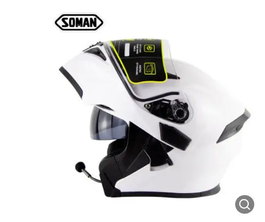 Зоман 955 SkyEye встроенного модуля Bluetooth наушники мотоциклетный кожаный чехол из искусственной кожи мотоциклетные шлемы двойные забрала мотоцикл BT Capacetes DOT Casco - Цвет: Pearl white