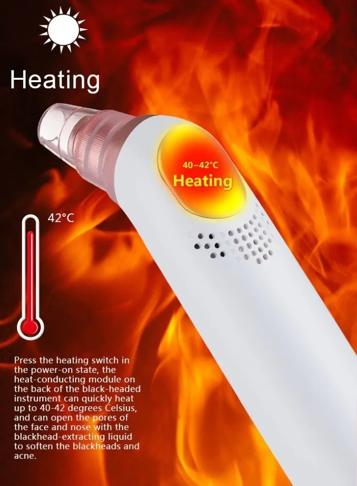 Removedor de Cravo Máquina de Peeling de Diamante Vácuo Elétrica Acne Pimple Remover Tool Rosto Pore Cleaner Skin Care Limpa 4 Utensílios de cuidado facial