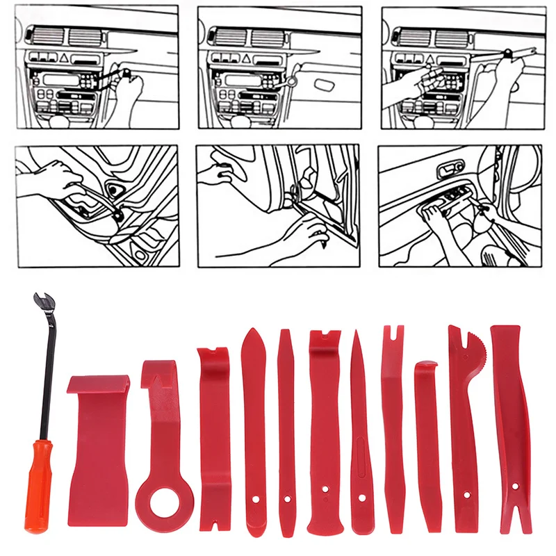 14pcs/set Automobile Audio Door Clip Panel Trim Dash Car Stereo Radio Hand-held Removal Repair Pry Tool Kit