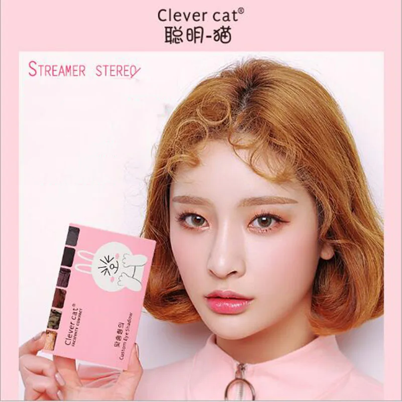 

clever cat matte eyeshadow palette eyes makeup shadow Smoked make-up Shimmer Grapefruit color Brush 6 Colors