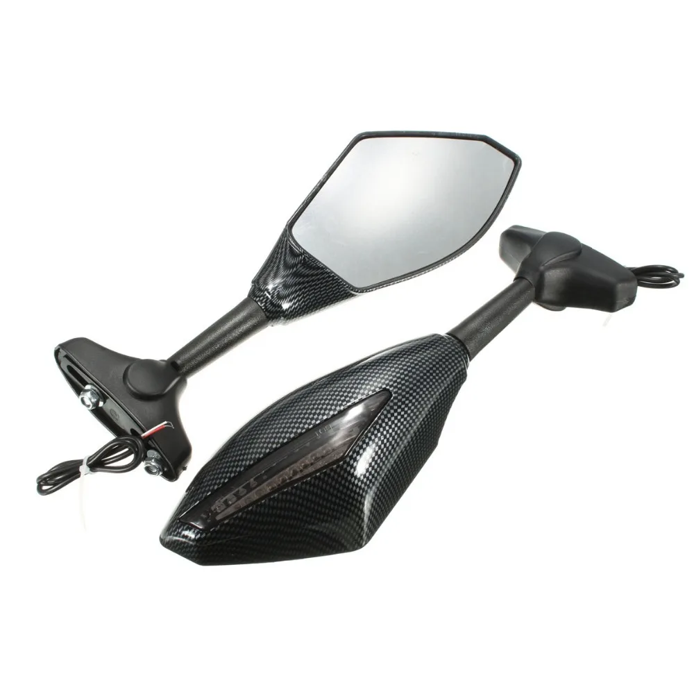 

free shipping CARBON LED INTERGRATED TURN SIGNAL MOTORCYCLE MIRROR FOR YAMAHA HONDA SUZUKI