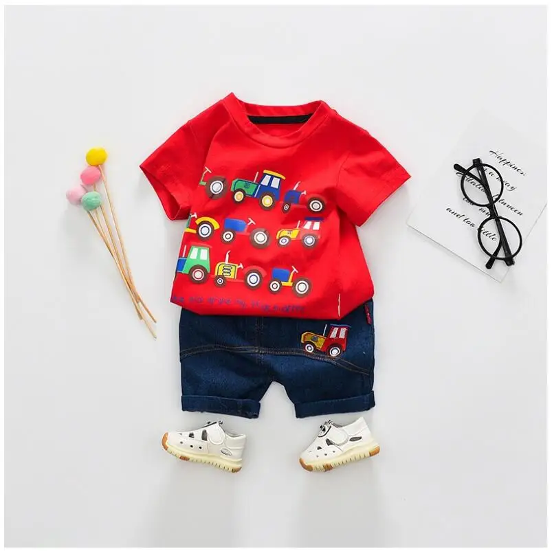 

2019 Summer Baby Boy Clothing Sets Infant Toddler Clothes Suits Cartoon Car T Shirt Shorts Kids Children Clothes Suits