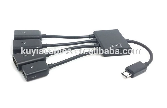 

High Quality 4 Port Micro USB Power Charging OTG Hub Cable Connector Spliter for Smartphone Computer Tablet PC