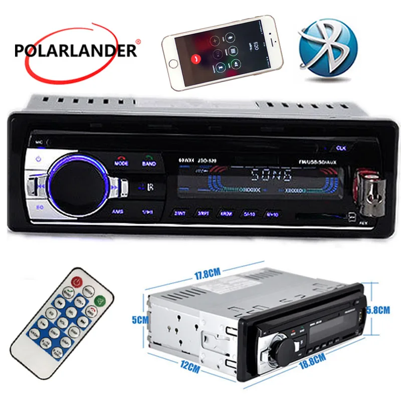 Лидер продаж 1 Din один автомобильный Радио Стерео FM MP3 проигрыватель USB SD AUXIN Автомобильная электроника Bluetooth громкой связи Музыка Аудио авто