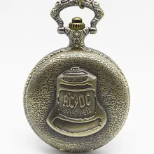 Бронзовый адский колокол ACDC узор кварцевые карманные часы корпус из нержавеющей стали арабская цифра ожерелье цепочка подарки для мужчин женщин CF1043
