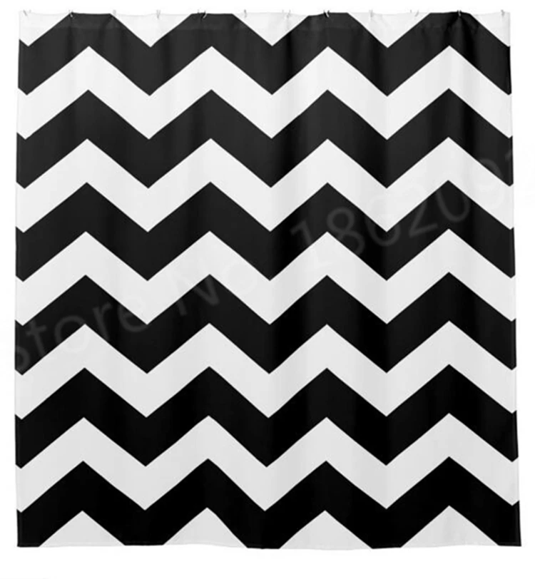 Nordic Black And White Chevron Pattern Shower Curtain Stylish White Chevron Pattern Shower Curtain