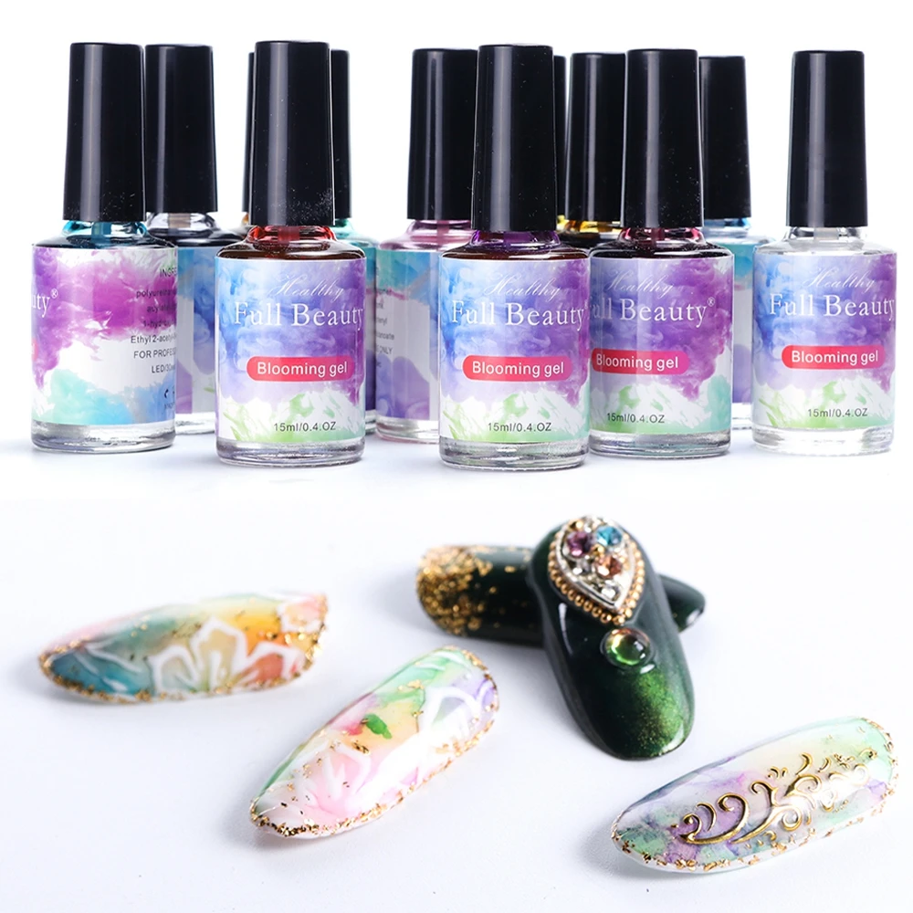 15ml Watercolor Ink Nail Polish Blooming Gel Smoke Effect Marble Smudge Liquid DIY Varnish
