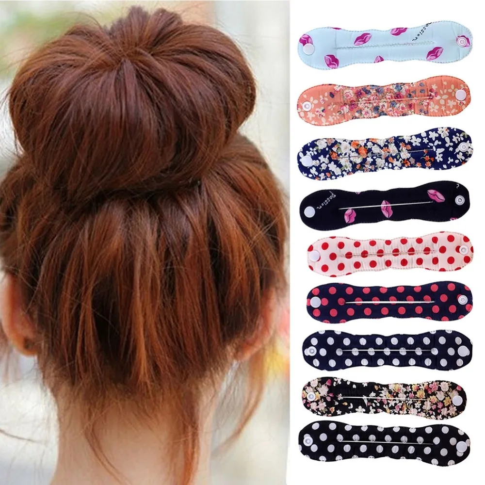 

New Fashion Multi Color Printing Twist Tool Hair Styling Cute Donut Magic Sponge Bun Ring For Women Girl Jewelry Gift