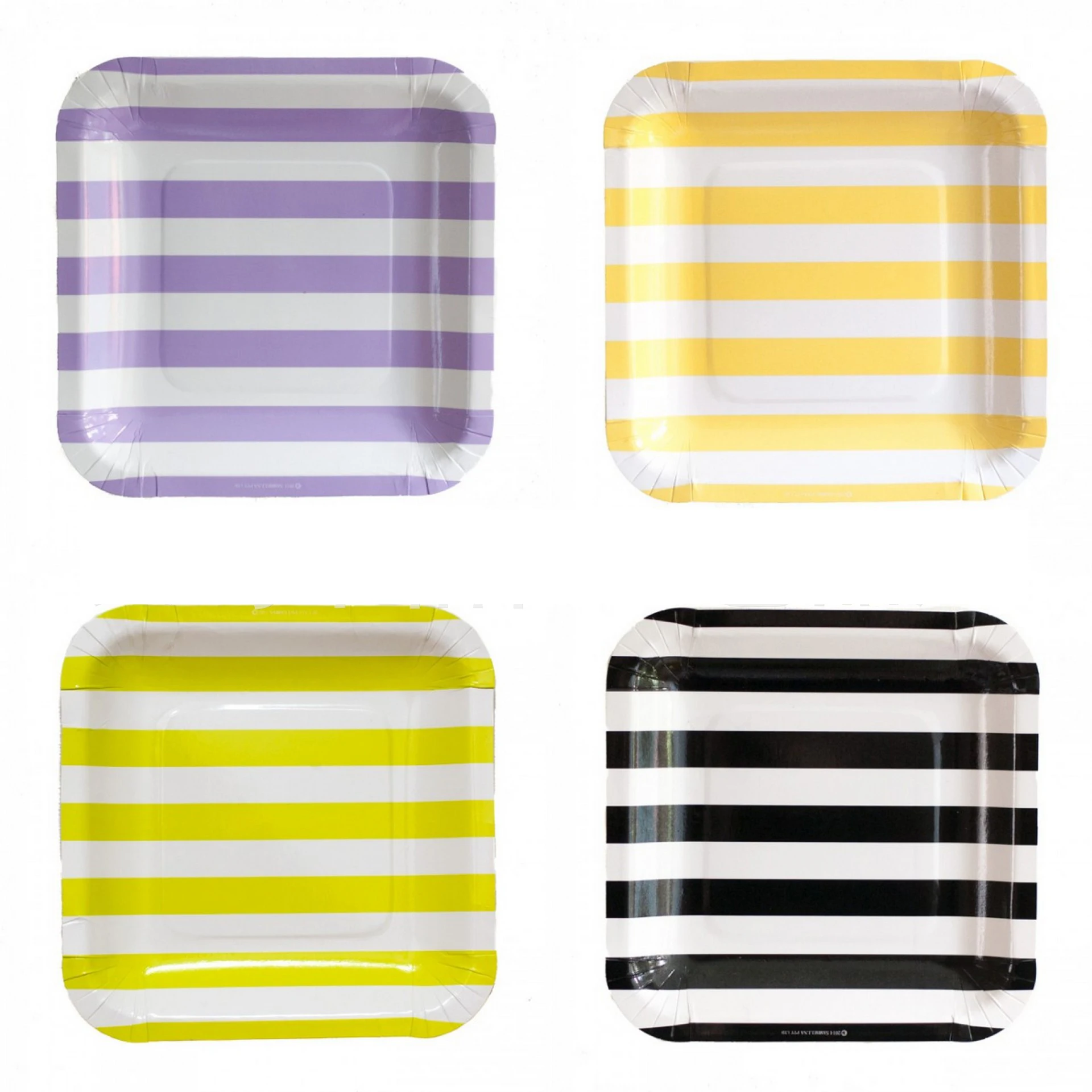 Dozzlor 12Pcs/lot Striped Paper Plates Party Carnival Tableware Supplies High end Disposable