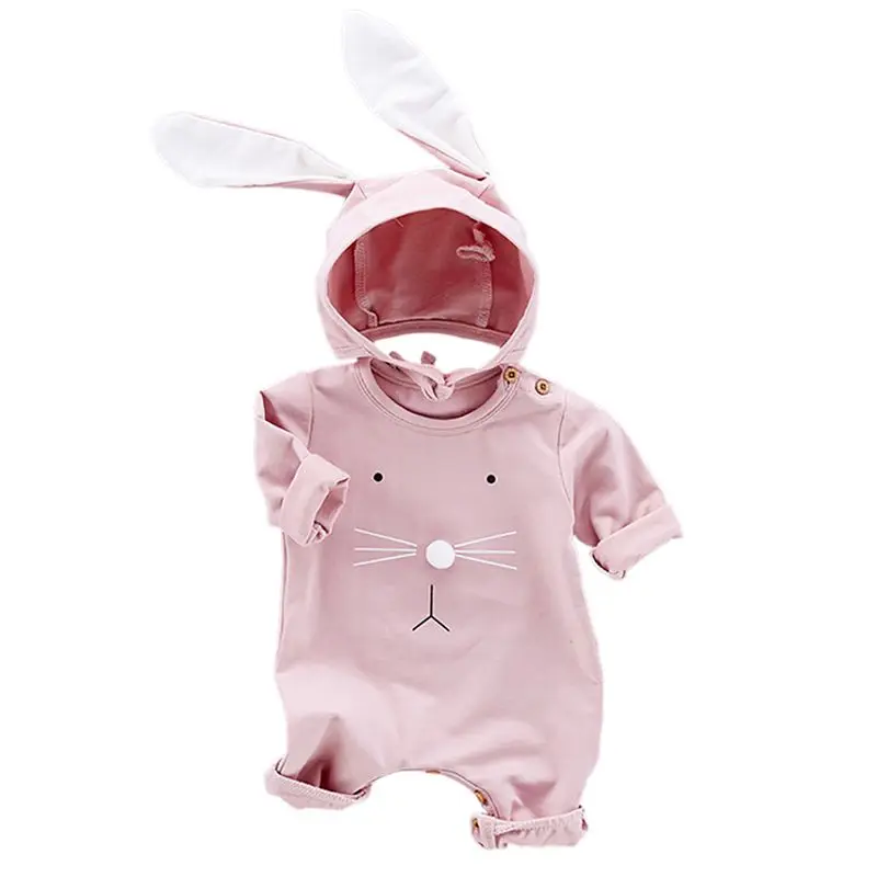 

Baby Clothing Newborn Rompers Jumpsuits Baby Girl Romper Clothes Long Sleeve Rabbit Ear Hat 2pcs Infant Autumn