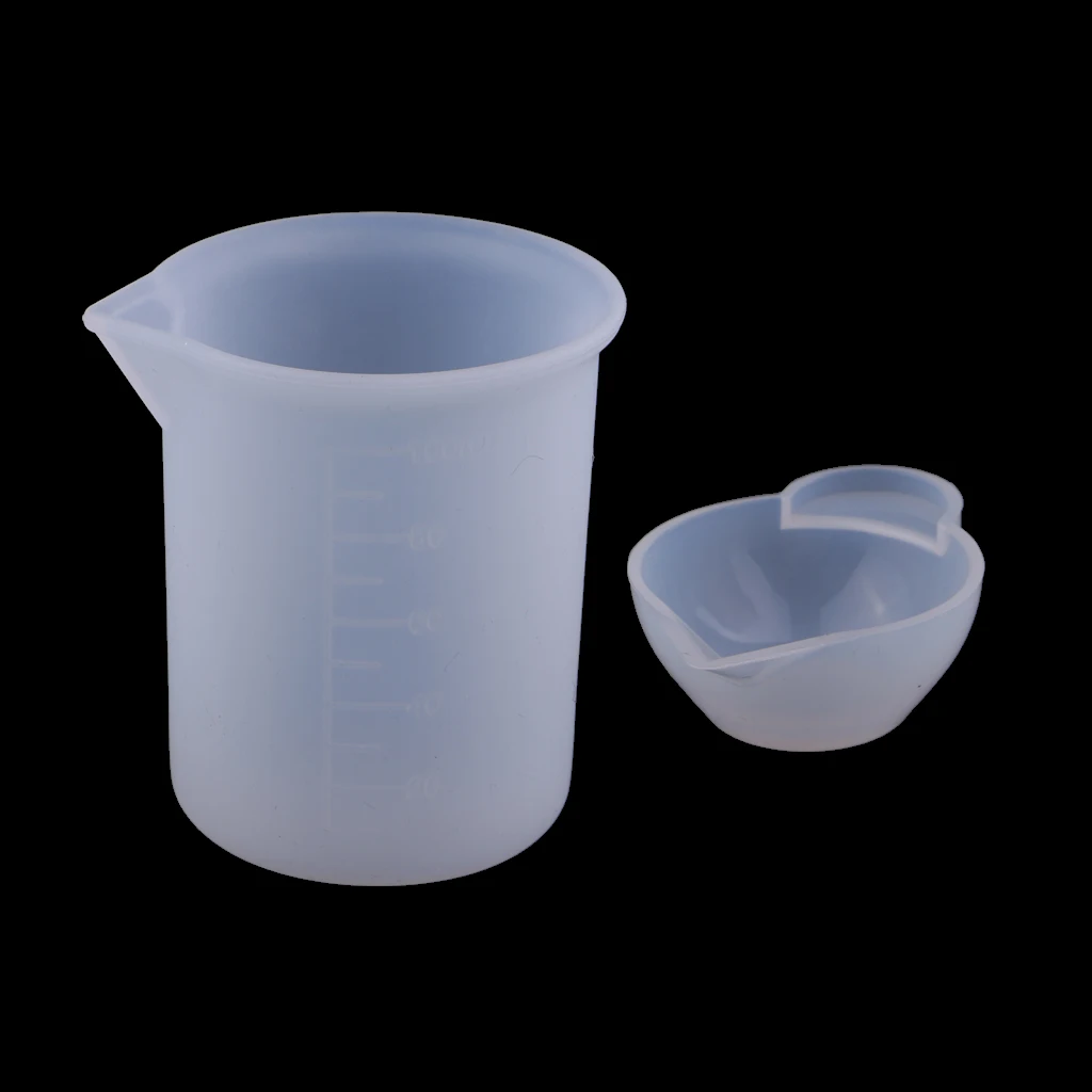 2pcs 100ml Clear Measuring Cup with Crystal Epoxy Resin Mixing Cup Silicone Resin Glue Tools Jewelry Making Handmade Craft DIY