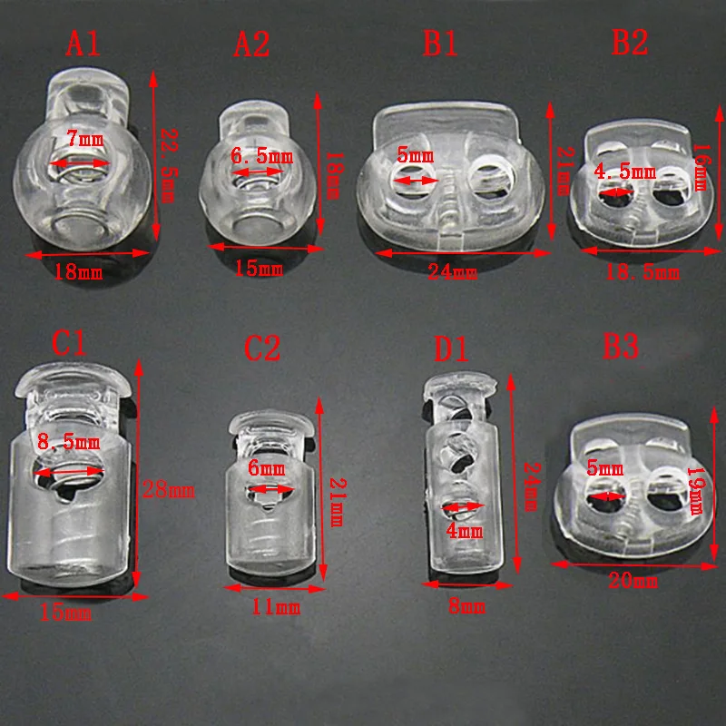10 шт./лот фиксатор шнура пластиковый фиксатор конец шнура тумблер зажим прозрачный Frost шнурки спортивная одежда DIY сумка Запчасти Аксессуары