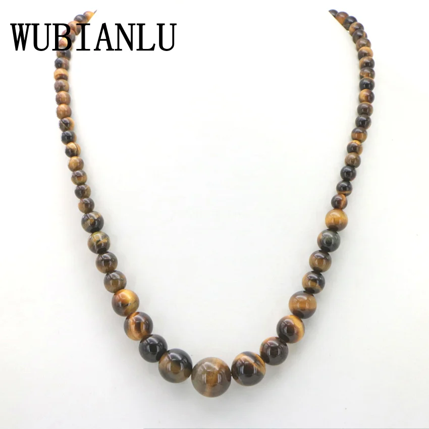 

WUBIANLU 6-14mm Natural Stone Yellow Tiger Eyes Beads Necklace Neck Chokers Necklaces For Women Costume Jewelry Floating Charms