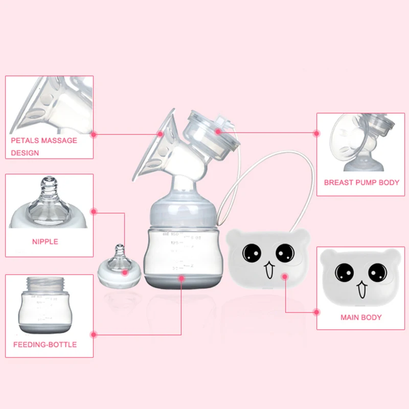 Электрический молокоотсос с сенсорным экраном и мультяшным медведем, с большим всасыванием, Электрический молокоотсос с одним USB