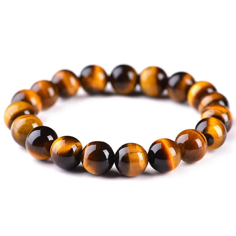 Bracciale Occhio Di Tigre Perline 10mm Donna Uomo Protezione Zen Chakra