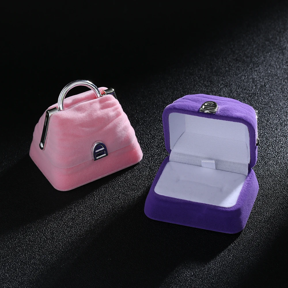 

1PC Women New Elegant Women Lady Velvet Earring Ring Pendant Display Handbag Shape Box Case Holder Jewelry Gift Coin Purse