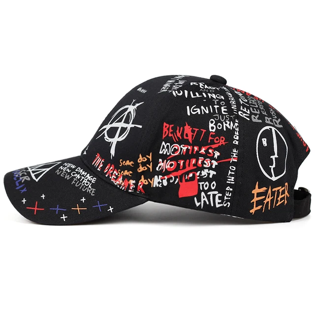 2019 new graffiti printing baseball cap 100%cotton fashion casual hat men and women adjustable sun caps hip hop dad hats - Image 3