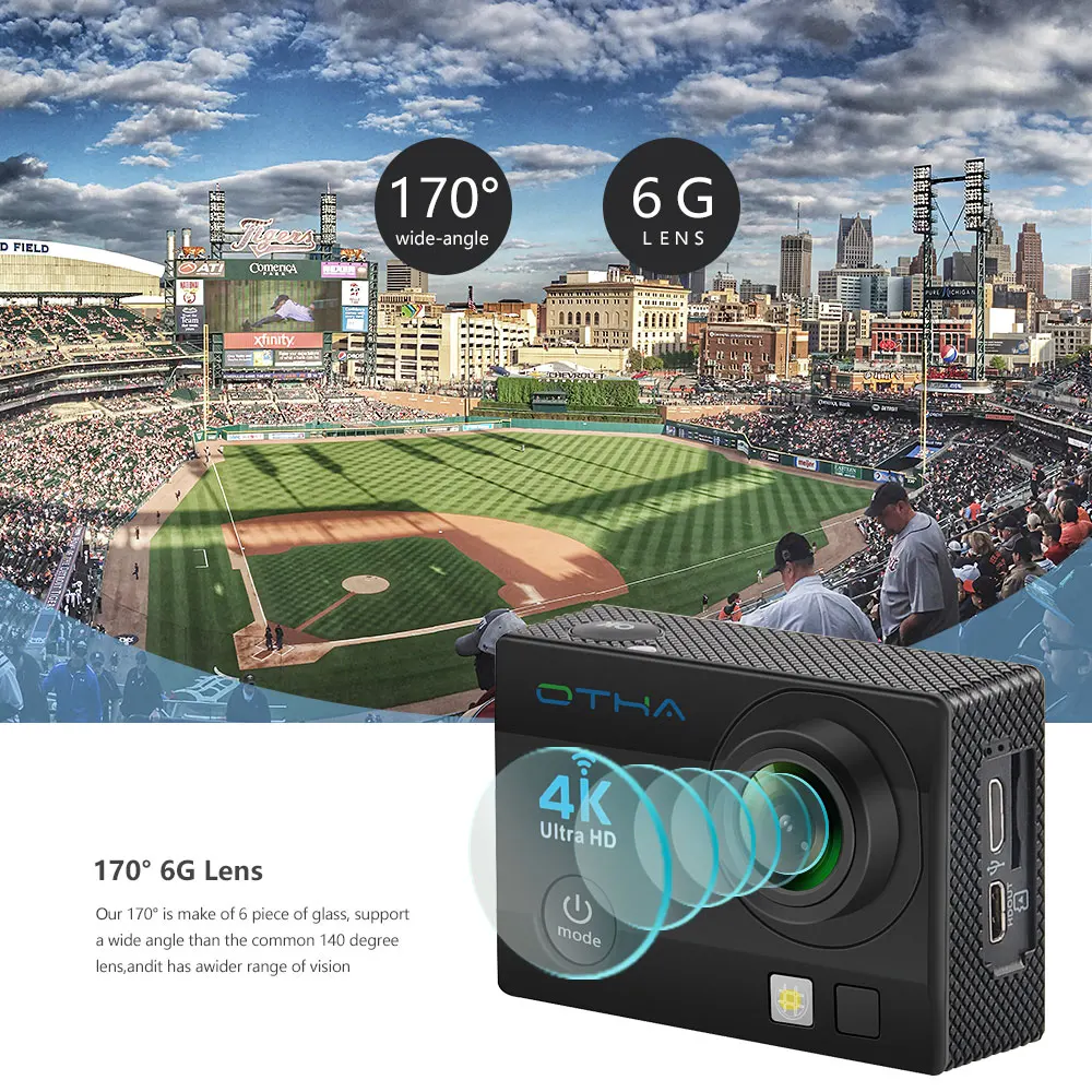 OTHA Wifi Спортивная камера 30 М Подводная Экшн полный HD 4k 25FPS 2 0 ЖК дисплей
