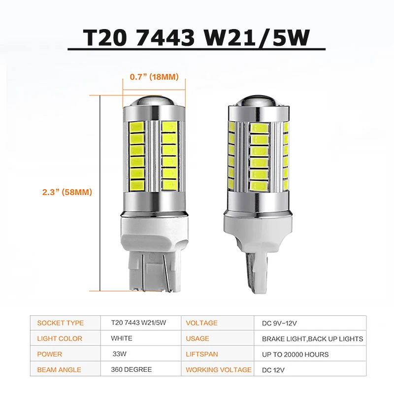 Oslamp T10 T15 T20 T25 1156 1157 SMD автомобилей светодиодные лампы перерыв сигнал поворота света Обратный Свет просвет чтение свет 12 В - Испускаемый цвет: 2pcs T20 7443 White