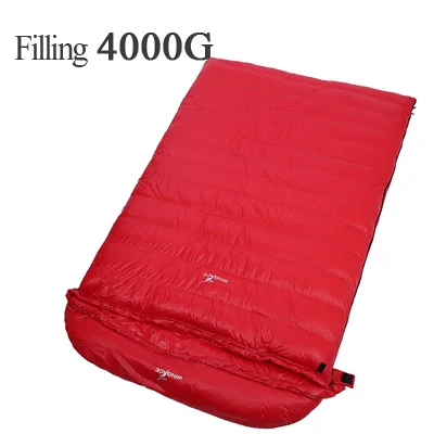 WINGACE заполнить 4000 г гусиный пух спальный мешок зимний отдых Открытый конверт взрослых двойные спальные мешки снаряжение для походов, скалолазания - Цвет: red fill 4000G
