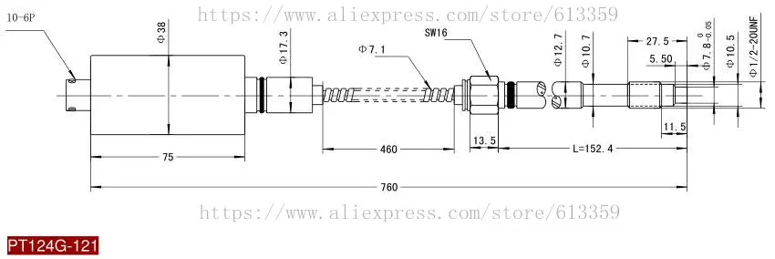 PT124G-121-50Mpa-M14-2mV/V-152/460-5-1.0% Датчик Давления Расплава высокотемпературные Датчики давления для пластикового экструдера